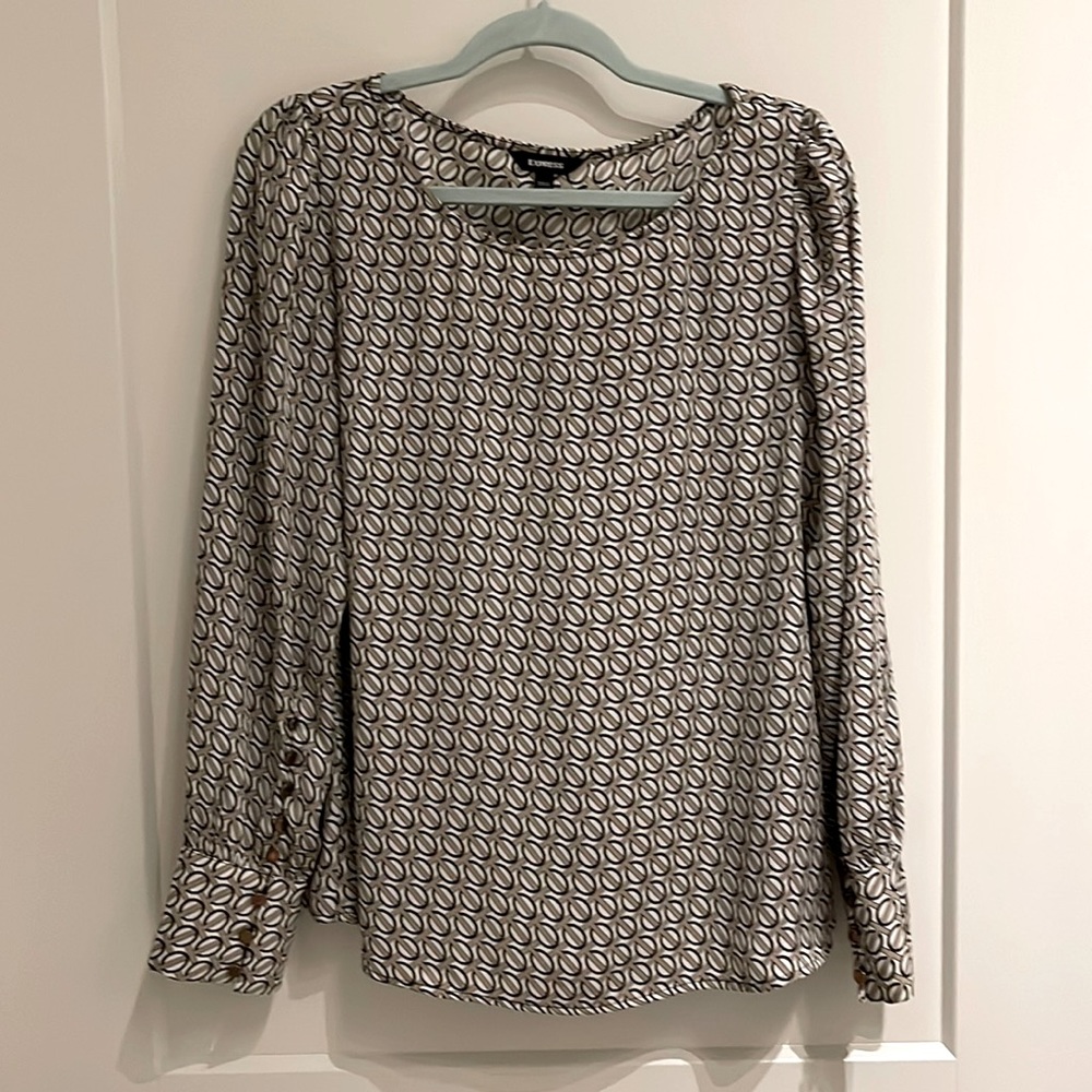 Express Pattern Blouse with Gold Detailing